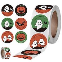 Halloween Stickers, Pumpkin Ghost Candy Bat Label,  500Pcs Round Halloween Sticker Roll for Treat Bags, Gift Bags, Envelope, Party Favors miniinthebox - thumbnail