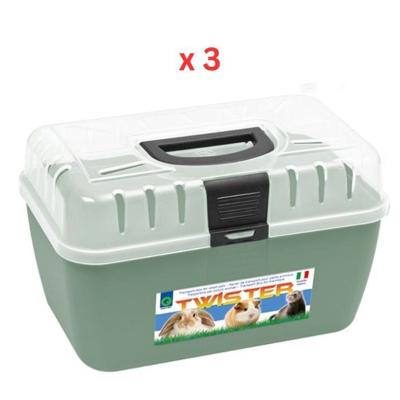 Georplast Twister Small Pets Transport Box - Green (Pack of 3)