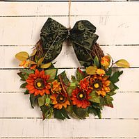 Fall Wreaths Autumn Color Simulation Sunflower Vine Ring Door Hanging Ribbon Home Decoration Thanksgiving Pumpkin Maple Leaf Wreath for Home Decor Farmhouse Indoor Outdoor Decoration miniinthebox - thumbnail