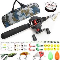 Fishing Rod and Reel Combo Telescopic Rod Carbon High Speed Mini Portable Freshwater and Saltwater Sea Fishing Lure Fishing  Lightweight Lightinthebox - thumbnail