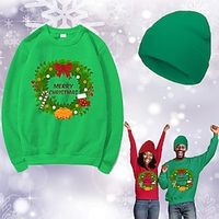 Christmas Santa Claus Hat Ugly Christmas Sweater / Sweatshirt Sweatshirt Print Graphic Top Hat For Men's Women's Unisex Adults' Hot Stamping 100% Polyester Party Festival miniinthebox - thumbnail