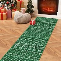 Christmas Xmas Green Runner Rug Kitchen Mat Non-Slip Oil Proof Rug Indoor Outdoor Mat Bedside Bedroom Decor Bathroom Mat Entrance Rug Door Mat miniinthebox - thumbnail
