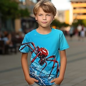 Boys 3D Spider Tee Shirt Short Sleeve 3D Print Summer Active Sports Fashion Polyester Kids 3-12 Years Crew Neck Outdoor Casual Daily Regular Fit Lightinthebox
