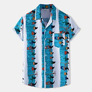 Men's Shirt Underwater World Button-Down Short Sleeve Casual Tops Cotton Casual Fashion Hawaiian Breathable Blue Lightinthebox