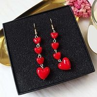 Red White Drop Earrings Classic Heart Stylish Simple Earrings Jewelry White  Red For Wedding Valentine's Day Engagement 1 Pair Lightinthebox - thumbnail