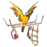 Wooden Pet Bird Parrot Parakeet Cockatiel Cage Hammock Swing Chew Hanging Toys