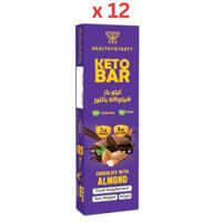 Healthy & Tasty Keto Bar Chocolate With Almond 60G, Box Of 12, No Added Sugar, Wheat Free, 7G Protein, 238 Calories, 15G Fat, 6G Net Carbs - thumbnail