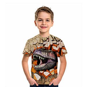 Kids Boys' T shirt Short Sleeve Dinosaur Animal Print Brown Children Tops Summer Active Cool Daily Wear Regular Fit 4-12 Years Lightinthebox