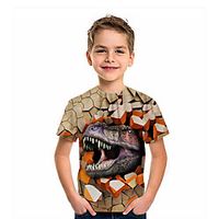 Kids Boys' T shirt Short Sleeve Dinosaur Animal Print Brown Children Tops Summer Active Cool Daily Wear Regular Fit 4-12 Years Lightinthebox - thumbnail