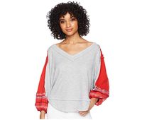 Embroidered Bubble-Sleeve T-Shirt  Medium Gray - thumbnail