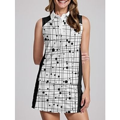 Women's Golf Polo Shirt Black White Sleeveless Top Polka Dot Ladies Golf Attire Clothes Outfits Wear Apparel Lightinthebox Women's Golf Polo Shirt Black White Sleeveless Top Polka Dot Ladies Golf Attire Clothes Outfits Wear Apparel Lightinthebox