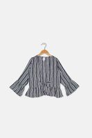 Kids Girls Tie Hem Blouse  Navy Blue - thumbnail