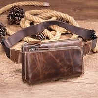 1pc Simple First Layer Cowhide Waist Bag Vintage Genuine Leather Chest Bag Multi Pocket Genuine Leather Men's Bumbag Belt Bag Slim Crossbody Bag Lightinthebox - thumbnail