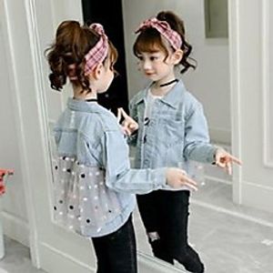 jackets girls' jacket light color korean version of the 2021 children's small and medium-sized western style mesh denim Lightinthebox