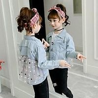 jackets girls' jacket light color korean version of the 2021 children's small and medium-sized western style mesh denim Lightinthebox - thumbnail