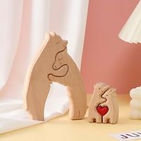 Wooden Bears Family, Wooden Bear Puzzle, Wooden Sculpture Bear Figurine Decorative Cute Animal Family Wooden Statue Desktop Ornament Home Office Decoration for Family, Mom, Dad, House Keepsake Gifts miniinthebox - thumbnail