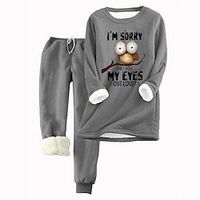 Women's Hoodie Tracksuit Pants Sets Fleece Animal Letter Pink Blue Gray Drawstring Print Long Sleeve Casual Daily Warm Daily Hooded Regular Fit Fall  Winter Lightinthebox - thumbnail