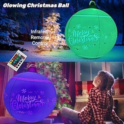 24inch 60cm Light Up Pool Balls PVC Inflatable Christmas Ball Stand on the Yard and Pool Large Outdoor Decorated Ball with Rechargeable Light Remote Air Pump for Yard Patio Pool Decorations 1pc Lightinthebox