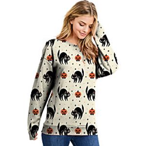 Women's Sweatshirt Halloween Print Halloween Casual 3D Print Streetwear Halloween Hoodies Sweatshirts  Beige Lightinthebox