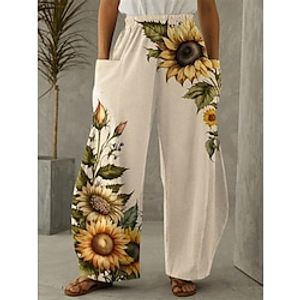 Women's Wide Leg Chinos Pants Trousers Full Length Print Pocket Micro-elastic High Waist Active Fashion Street Daily Wear Pink Blue S M Spring Lightinthebox