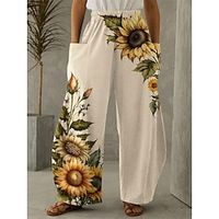 Women's Wide Leg Chinos Pants Trousers Full Length Print Pocket Micro-elastic High Waist Active Fashion Street Daily Wear Pink Blue S M Spring Lightinthebox - thumbnail