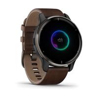 Garmin Venu 2 Plus Smartwatch - Slate Stainless Steel Bezel with Slate Case & Brown Leather Band - thumbnail