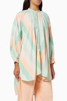 Touareg Nero Collar Tunic in Cotton Touareg Nero Collar Tunic in Cotton