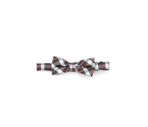 Little Boys Tartan Plaid Bow Tie  White Combo