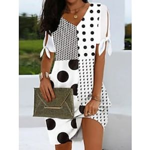 Women's Sheath Dress Short Mini Dress White Half Sleeve Print Print Spring Summer V Neck Casual Fashion Modern 2022 S M L XL XXL 3XL miniinthebox