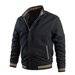 Men's Jacket Daily Spring   Fall Regular Coat Regular Fit Casual Jacket Long Sleeve non-printing Solid Colored Patchwork Blue Yellow  Cotton Lightinthebox