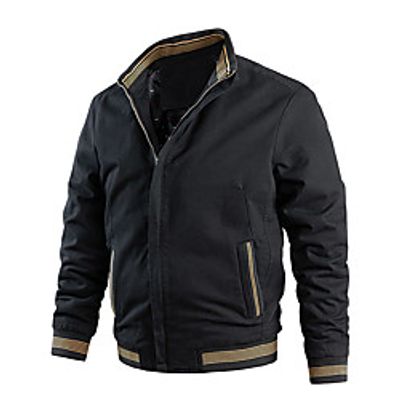 Men's Jacket Daily Spring   Fall Regular Coat Regular Fit Casual Jacket Long Sleeve non-printing Solid Colored Patchwork Blue Yellow  Cotton Lightinthebox