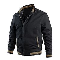 Men's Jacket Daily Spring   Fall Regular Coat Regular Fit Casual Jacket Long Sleeve non-printing Solid Colored Patchwork Blue Yellow  Cotton Lightinthebox - thumbnail