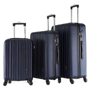 PARA JOHN Lightweight 3-Pieces ABS Hard side Travel Luggage Trolley Bag Set with Lock for men / women / unisex Hard shell strong NAVY