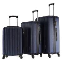 PARA JOHN Lightweight 3-Pieces ABS Hard side Travel Luggage Trolley Bag Set with Lock for men / women / unisex Hard shell strong NAVY