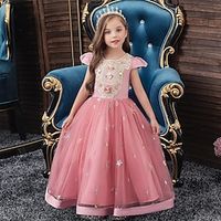 Kids Girls' Party Dress Graphic Short Sleeve Formal Performance Anniversary Fashion Princess Cotton Flower Girl's Dress Summer Spring Fall 3-12 Years Bean Paste Powder Yellow Pink Lightinthebox