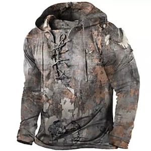 Men's Pullover Hoodie Sweatshirt Pullover Coffee Hooded Graphic Prints Lace up Print Casual Daily Sports 3D Print Basic Streetwear Designer Spring   Fall Clothing Apparel Hoodies Sweatshirts  Long Lightinthebox