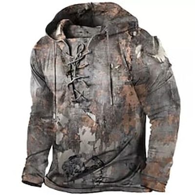 Men's Pullover Hoodie Sweatshirt Pullover Coffee Hooded Graphic Prints Lace up Print Casual Daily Sports 3D Print Basic Streetwear Designer Spring   Fall Clothing Apparel Hoodies Sweatshirts  Long Lightinthebox
