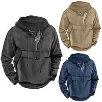 Men's Hoodie Quarter Zipp Hoodie Black Blue Khaki Hooded Plain Pocket Sports  Outdoor Daily Holiday Vintage Casual Tactical Fall  Winter Clothing Apparel Hoodies Sweatshirts  Lightinthebox - thumbnail