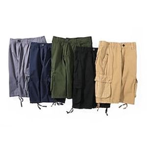 Men's Shorts Cargo Chinos Shorts Zipper Multiple Pockets Knee Length Pants Casual Daily Inelastic Solid Color Soft Outdoor Mid Waist Black Army Green Khaki Dark Blue Light gray 30 32 34 36 38 miniinthebox