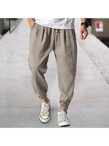 Men's Linen Casual Bloomers Harem Belted Pants