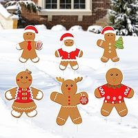 1PC Christmas Gingerbread Man Garden Party Decorative Floor Sign Christmas Garden Lawn Snow Sign Hollow Board Printing Waterproof Outdoor Christmas Decoration miniinthebox - thumbnail