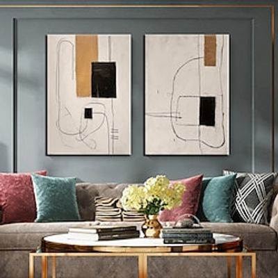 Hand Painted Oil Painting Handmade Wall Art Beige Wabi sabi art Neutral beige black Painting modern Beige Black Painting Beige black texture art home Decor ready to hang or canvas Lightinthebox