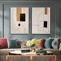 Hand Painted Oil Painting Handmade Wall Art Beige Wabi sabi art Neutral beige black Painting modern Beige Black Painting Beige black texture art home Decor ready to hang or canvas Lightinthebox - thumbnail