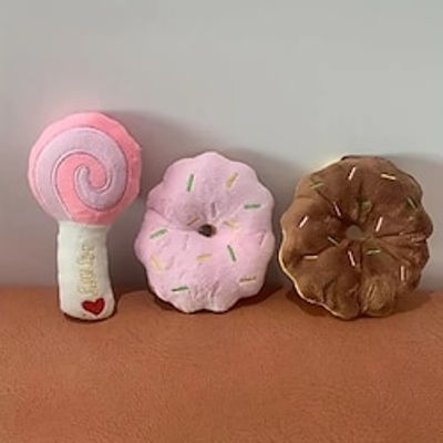 Durable Pet Chew Toy with Donut and Lollipop Design folInteractive Teeth Grinding and Squeaking Fun Lightinthebox