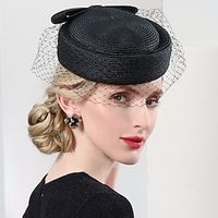 Hats Tulle Fiber Bowler / Cloche Hat Straw Hat Wedding Tea Party Elegant Wedding With Bowknot Tulle Headpiece Headwear Lightinthebox