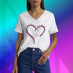 Women's T shirt Tee Heart Letter Daily Black White Short Sleeve Stylish Crew Neck V Neck Summer Mother's Day Lightinthebox