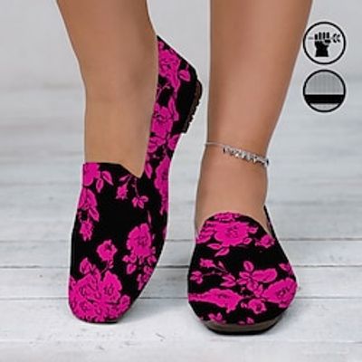 Women's Flats Elegant Floral Graphic Print Hollow Breathable Soft Flyknit Flats Lightinthebox