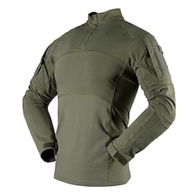 Men's Combat Shirt Tactical Military Shirt Camo  Camouflage Long Sleeve Outdoor Summer Autumn Multi-Pockets Breathable Quick Dry Sweat wicking Top Cotton Camping  Hiking Hunting Military Training Lightinthebox