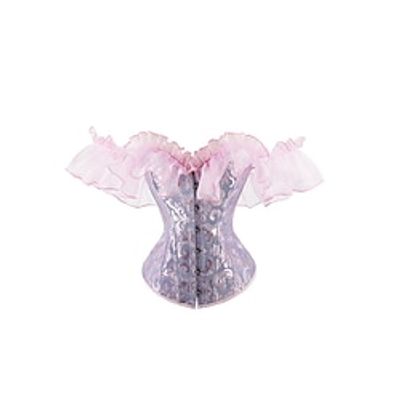 Women's Light Purple Corsets Shapewear Flower Corsets Party Christmas Wedding Party Lace Breathable Off Shoulder Short Sleeve Backless Summer Spring Black White Lightinthebox