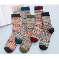 Casual Retro Ethnic Pattern Thick Warm Wool Blended Socks For Men